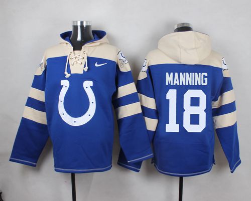 Nike Colts #18 Peyton Manning Royal Blue Player Pullover NFL Hoodie